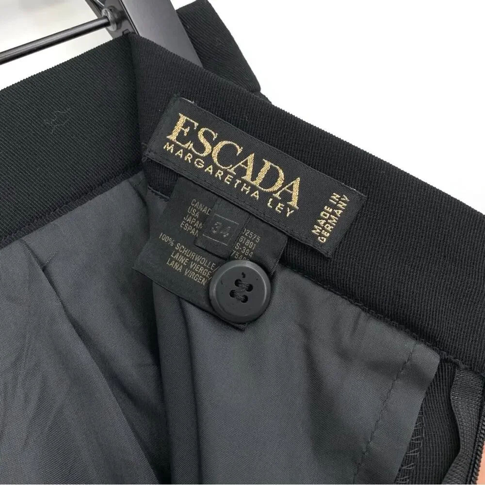 VTG ESCADA Wool Pencil Skirt Black 34
